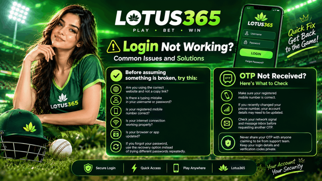 Lotus365 Login Not Working